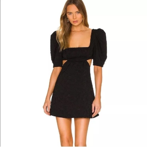 Majorelle Tillie Black mini dress with puffy sleeves and cut outs size small - Picture 5 of 16